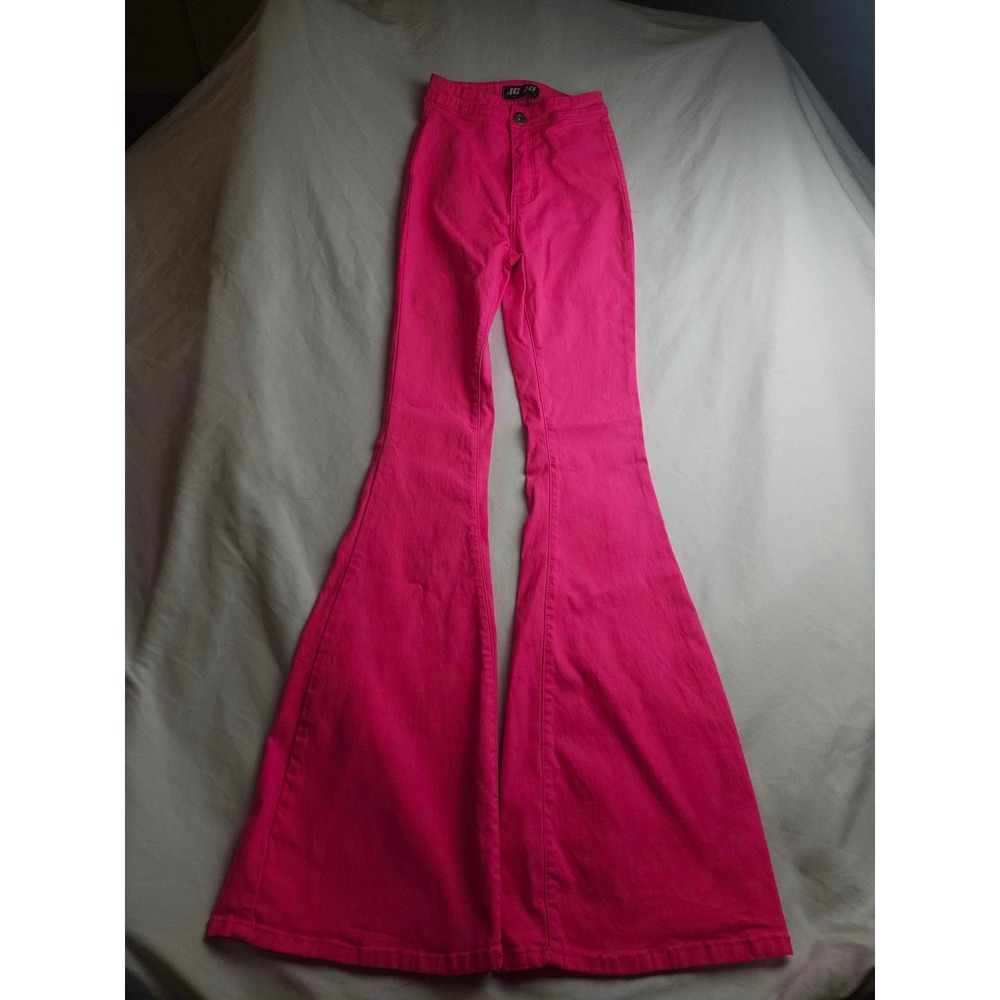 JC & JQ Hot Pink Extreme Bell Bottom Flare Jeans Neon‎ Pink Small